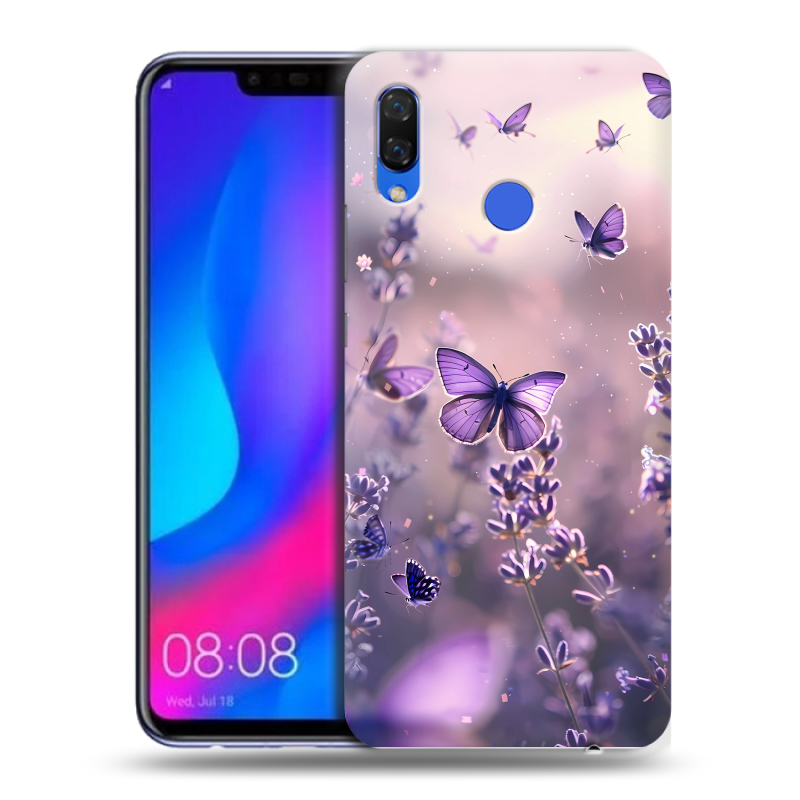 Пластиковый чехол на Huawei Nova 3 с принтом бабочки и лаванда Пластиковый чехол на Huawei Nova 3 с принтом бабочки и лаванда