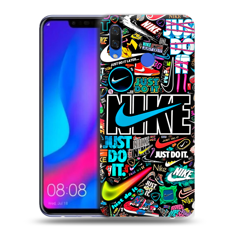 Пластиковый чехол на Huawei Nova 3 с принтом найк nike черный Пластиковый чехол на Huawei Nova 3 с принтом найк nike черный