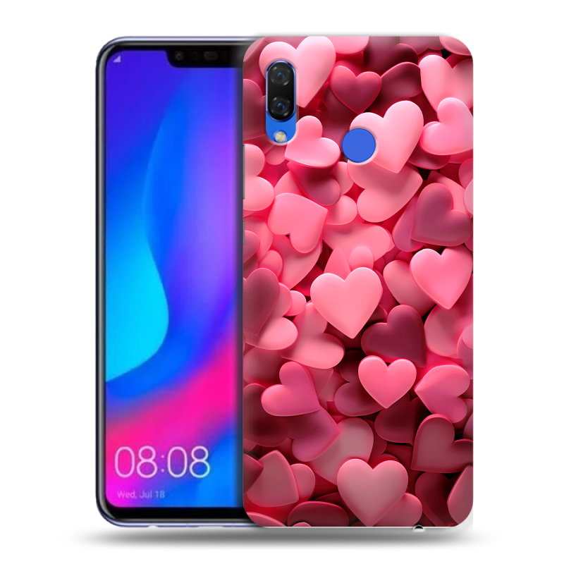 Пластиковый чехол на Huawei Nova 3 с принтом розовые сердечки Пластиковый чехол на Huawei Nova 3 с принтом розовые сердечки