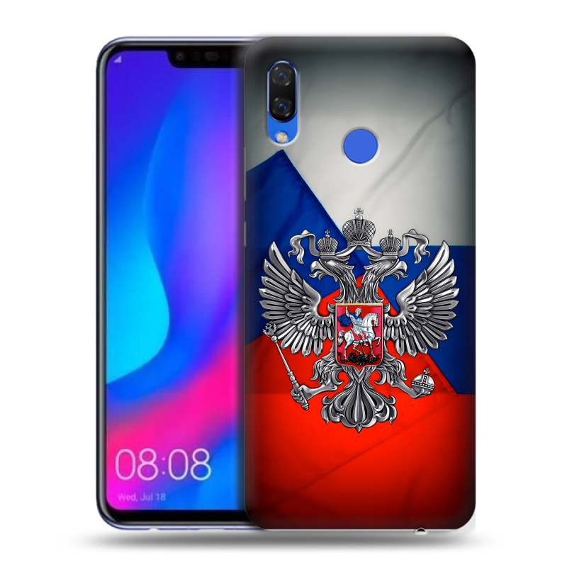Пластиковый чехол на Huawei Nova 3 с принтом Флаг России Пластиковый чехол на Huawei Nova 3 с принтом Флаг России