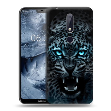 Силиконовый чехол на Nokia 6.1 Plus с принтом Темный леопард