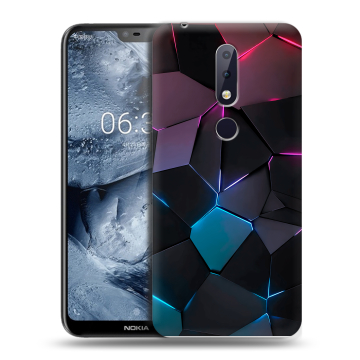 Силиконовый чехол на Nokia 6.1 Plus с принтом Геометрия неона