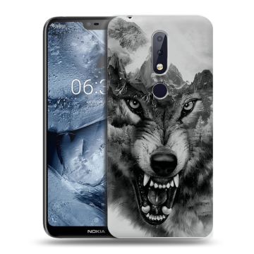 Силиконовый чехол на Nokia 6.1 Plus с принтом Волк