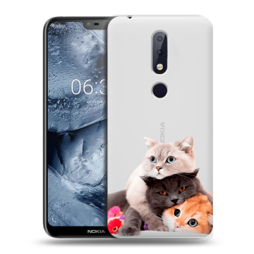 Силиконовый чехол на Nokia 6.1 Plus с принтом Кошки