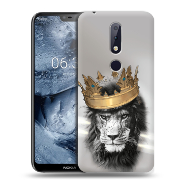 Силиконовый чехол на Nokia 6.1 Plus с принтом Лев с короной