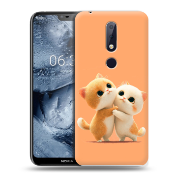 Силиконовый чехол на Nokia 6.1 Plus с принтом Милые котики