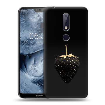 Силиконовый чехол на Nokia 6.1 Plus с принтом Черная клубника