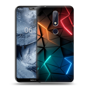 Силиконовый чехол на Nokia 6.1 Plus с принтом Абстракция неон