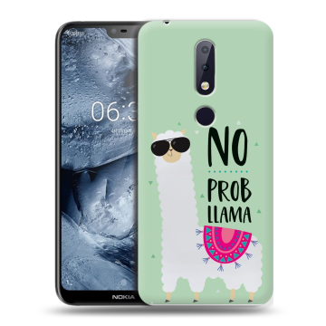 Силиконовый чехол на Nokia 6.1 Plus с принтом Лама