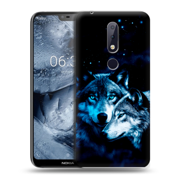 Силиконовый чехол на Nokia 6.1 Plus с принтом Волки