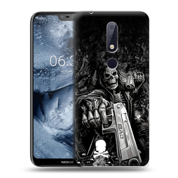 Силиконовый чехол на Nokia 6.1 Plus с принтом Скелет