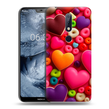 Силиконовый чехол на Nokia 6.1 Plus с принтом Сердечки