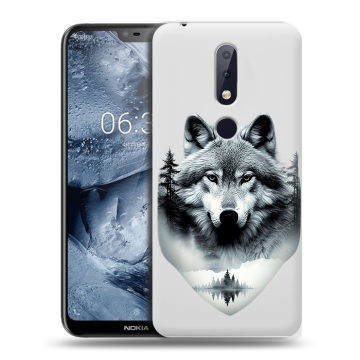 Силиконовый чехол на Nokia 6.1 Plus с принтом Волк в лесу