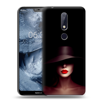 Силиконовый чехол на Nokia 6.1 Plus с принтом Девушка в шляпе