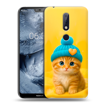 Силиконовый чехол на Nokia 6.1 Plus с принтом Котенок в шапке