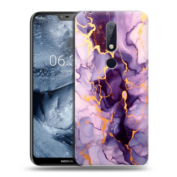 Силиконовый чехол на Nokia 6.1 Plus с принтом Мрамор