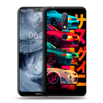 Силиконовый чехол на Nokia 6.1 Plus с принтом Гоночные машины