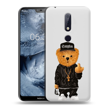 Силиконовый чехол на Nokia 6.1 Plus с принтом Мишка