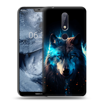 Силиконовый чехол на Nokia 6.1 Plus с принтом Волк ночной Силиконовый чехол на Nokia 6.1 Plus с принтом Волк ночной