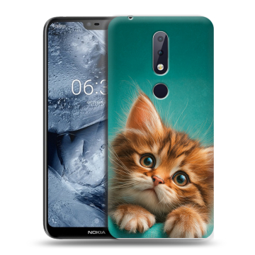 Силиконовый чехол на Nokia 6.1 Plus с принтом котенок