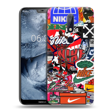 Силиконовый чехол на Nokia 6.1 Plus с принтом Найк Nike яркий