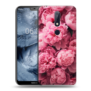 Силиконовый чехол на Nokia 6.1 Plus с принтом цветы пионы
