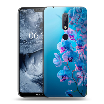 Силиконовый чехол на Nokia 6.1 Plus с принтом голубые орхидеи