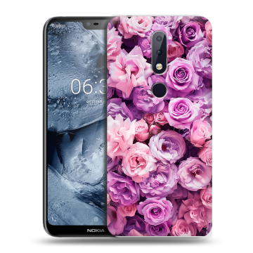 Силиконовый чехол на Nokia 6.1 Plus с принтом лавандовые розы Силиконовый чехол на Nokia 6.1 Plus с принтом лавандовые розы