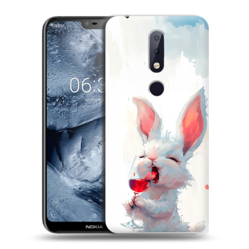 Силиконовый чехол на Nokia 6.1 Plus с принтом кролик зайчик