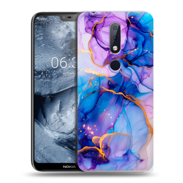 Силиконовый чехол на Nokia 6.1 Plus с принтом синий мрамор