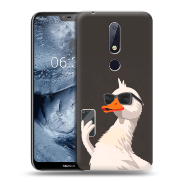 Силиконовый чехол на Nokia 6.1 Plus с принтом утка в очках