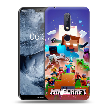Силиконовый чехол на Nokia 6.1 Plus с принтом Майнкрафт Minecraft Силиконовый чехол на Nokia 6.1 Plus с принтом Майнкрафт Minecraft