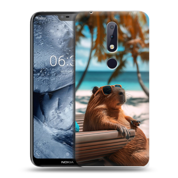 Силиконовый чехол на Nokia 6.1 Plus с принтом Капибара