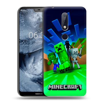 Силиконовый чехол на Nokia 6.1 Plus с принтом Майнкрафт Силиконовый чехол на Nokia 6.1 Plus с принтом Майнкрафт