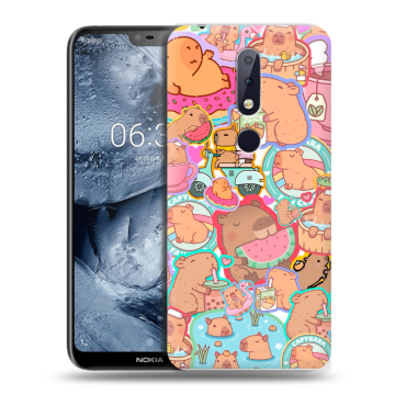 Силиконовый чехол на Nokia 6.1 Plus с принтом капибары