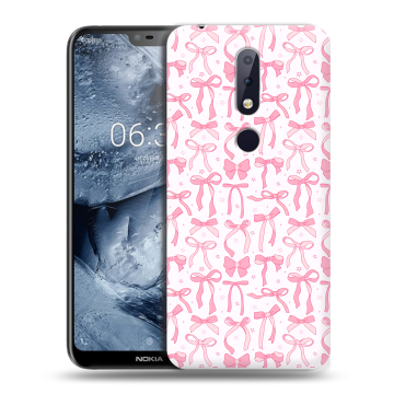 Силиконовый чехол на Nokia 6.1 Plus с принтом Розовые бантики