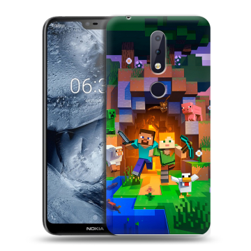 Силиконовый чехол на Nokia 6.1 Plus с принтом Майнкрафт Minecraft Силиконовый чехол на Nokia 6.1 Plus с принтом Майнкрафт Minecraft
