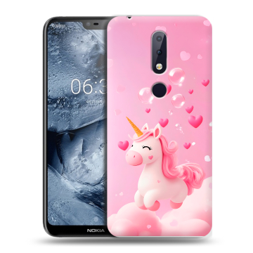 Силиконовый чехол на Nokia 6.1 Plus с принтом Единорог