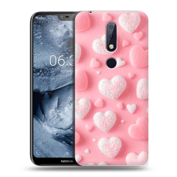 Силиконовый чехол на Nokia 6.1 Plus с принтом Сердечки