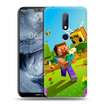 Силиконовый чехол на Nokia 6.1 Plus с принтом Майнкрафт Minecraft Силиконовый чехол на Nokia 6.1 Plus с принтом Майнкрафт Minecraft