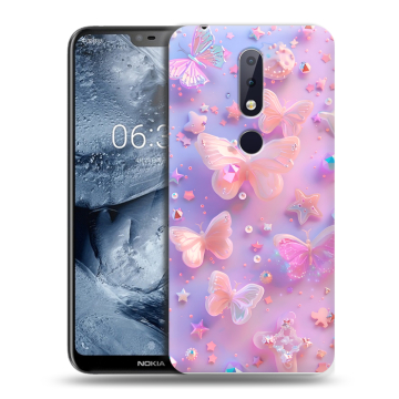 Силиконовый чехол на Nokia 6.1 Plus с принтом Бабочки Силиконовый чехол на Nokia 6.1 Plus с принтом Бабочки
