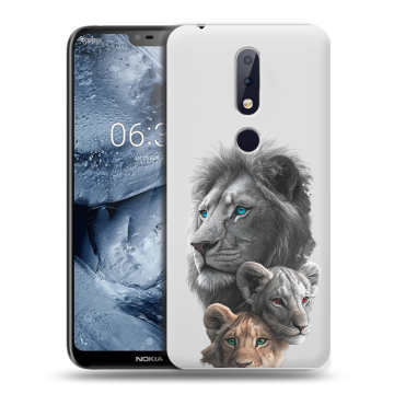 Силиконовый чехол на Nokia 6.1 Plus с принтом Львы Силиконовый чехол на Nokia 6.1 Plus с принтом Львы