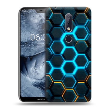 Силиконовый чехол на Nokia 6.1 Plus с принтом Неоновые соты Силиконовый чехол на Nokia 6.1 Plus с принтом Неоновые соты