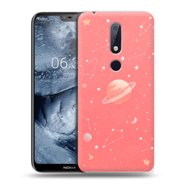 Силиконовый чехол на Nokia 6.1 Plus с принтом Розовый космос Силиконовый чехол на Nokia 6.1 Plus с принтом Розовый космос