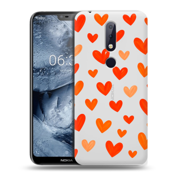 Силиконовый чехол на Nokia 6.1 Plus с принтом Сердечки Силиконовый чехол на Nokia 6.1 Plus с принтом Сердечки