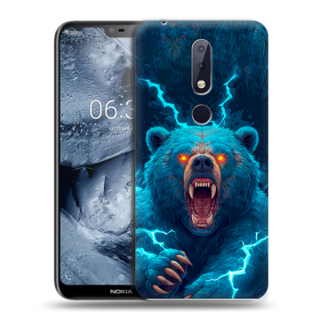 Силиконовый чехол на Nokia 6.1 Plus с принтом Медведь Силиконовый чехол на Nokia 6.1 Plus с принтом Медведь