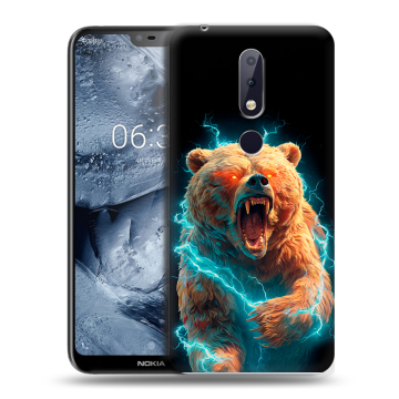 Силиконовый чехол на Nokia 6.1 Plus с принтом Медведь Силиконовый чехол на Nokia 6.1 Plus с принтом Медведь