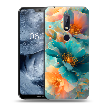 Силиконовый чехол на Nokia 6.1 Plus с принтом Цветы Силиконовый чехол на Nokia 6.1 Plus с принтом Цветы