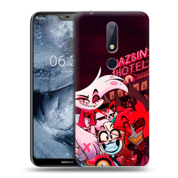 Силиконовый чехол на Nokia 6.1 Plus с принтом Hazbin Hotel Отель Хазбин