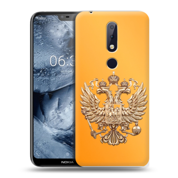 Силиконовый чехол на Nokia 6.1 Plus с принтом Герб Флаг России Силиконовый чехол на Nokia 6.1 Plus с принтом Герб Флаг России